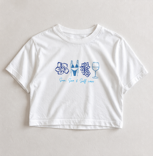 Sun Sea and Self Care Crop Top